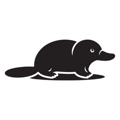 Minimalist Black Platypus Silhouette Isolated