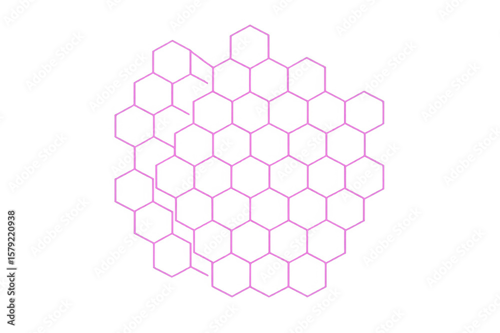 Aufkleber Pink hexagonal grid pattern forming a geometric structure, ideal for technology or abstract backgrounds, with transparent background
