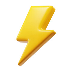 Yellow lightning bolt icon isolated on a white background for energy power and electricity theme