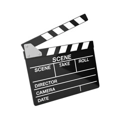 Obraz premium Film clapperboard with blank slate used in movie production and filmmaking for scene arrangement