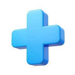 Fototapeta premium Glossy blue plus sign icon isolated on white background for medical and digital applications use