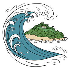 Obraz premium vector illustration of a tree in the water