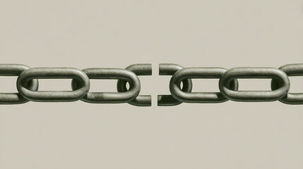 Obraz premium Vector chain with broken link highlighted at center