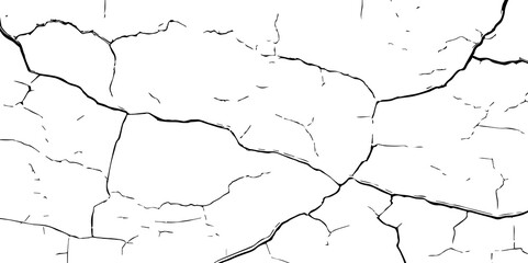 Cracked wall texture grunge background. Earthquake effect. Vector illustration-Old cracked texture set isolated. Dry land crack texture for overlay.
