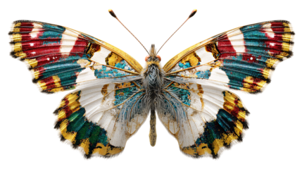 Colorful butterfly wings insect on transparent background