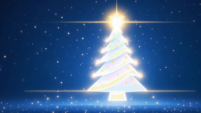 Glowing Christmas Tree 4k Animation Festive Holiday Season Winter Wonderland Magical Sparkle Bright Lights Holiday Cheer Xmas Tree Ornament Decorations Blue Background High