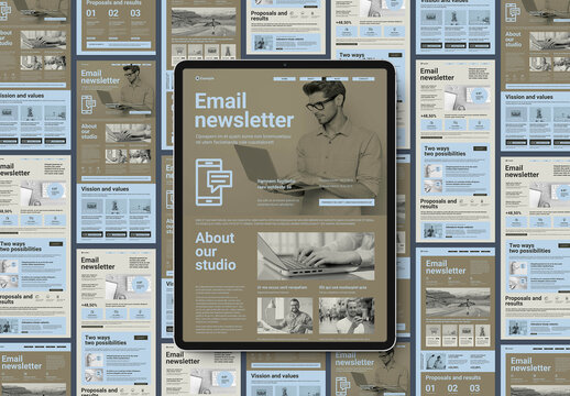 Email Newsletter Template in Pale colors with comprehensive Layout