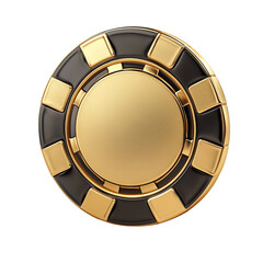 Casino poker chip gold and black isolated on transparent background