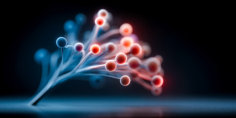 Neon Glowing Centralized Decision-Making Tree Diagram with Illuminated Nodes in Modern Infographic Design