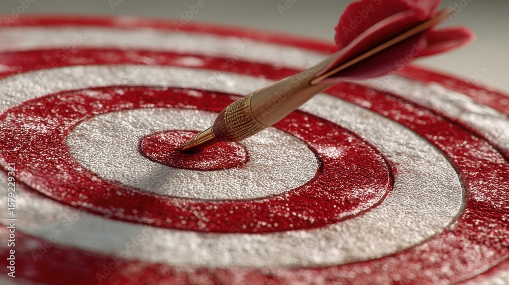 Poster red and white representing focused goals and execution path in a professional achievement context