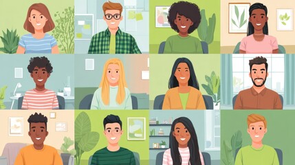group of remote workers attending a virtual town hall meeting