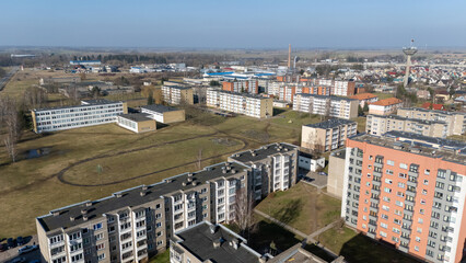 Naklejka premium Aerial View of Residential Area with Apartments and Green Spaces