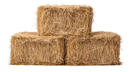 Hay bale isolated on transparent background with natural texture and dry straw