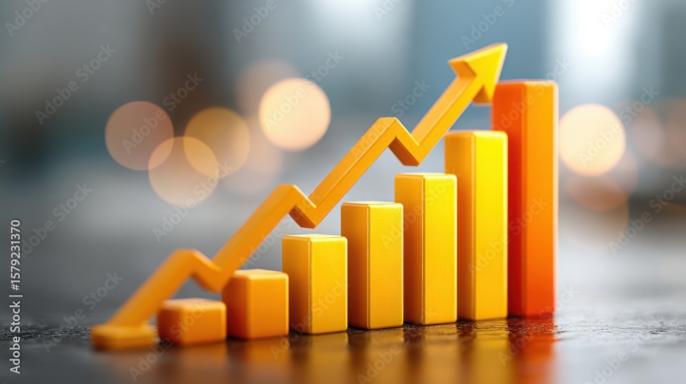 Poster optimistic strategy graph icon concept featuring rising graph lines to represent growth and positive