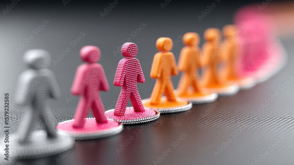 Poster a group of diverse people standing in a line representing unity and shared mission in a collaborativ