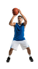 Dynamic Basketball Player in Action: Capturing the Essence of Sportsmanship and Athleticism at Its Best, PNG Isolated on Transparent Background