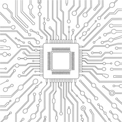 Detailed Circuit Board Pattern for Technology Background, Minimalist Circuit Board Background, Circuit Board Layout, Tech Chip Design, Minimal PCB Art, Processor Blueprint, Line Tech Background