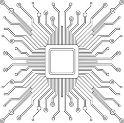 Detailed Circuit Board Pattern for Technology Background, Minimalist Circuit Board Background, Circuit Board Layout, Tech Chip Design, Minimal PCB Art, Processor Blueprint, Line Tech Background