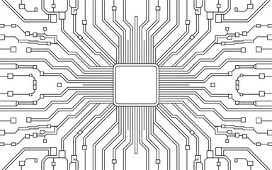 Detailed Circuit Board Pattern for Technology Background, Minimalist Circuit Board Background, Circuit Board Layout, Tech Chip Design, Minimal PCB Art, Processor Blueprint, Line Tech Background