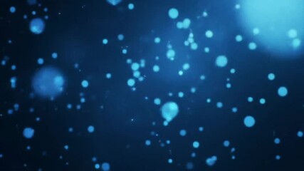 Floating blue particles on a dark background with bokeh effects - Powered by Adobe