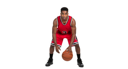 Dynamic Basketball Player in Action, Ready to Embark on an Energizing Game Experience, PNG Isolated on Transparent Background