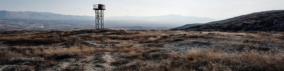 Observation Tower and Arid Landscape