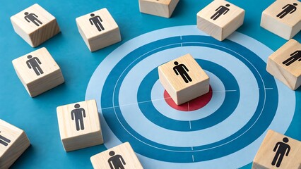 Reaching the Target Audience: Conceptual Wood Blocks with Figure Icons on a Concentric Circle Design