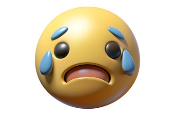 Yellow crying face with blue tears and open mouth emoji