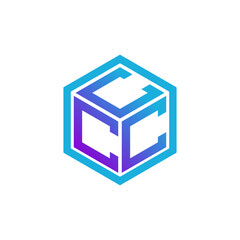  A gradient blue and purple cube logo with bold, white 