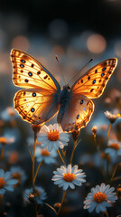Delicate Butterfly Resting on a Blooming Flower in Nature wallpaper