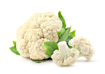 Fresh cauliflower isolated on white background.