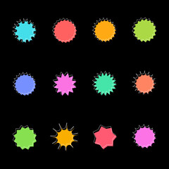 Funky Color Star Shapes - Multi Color Star Shapes Design on black color