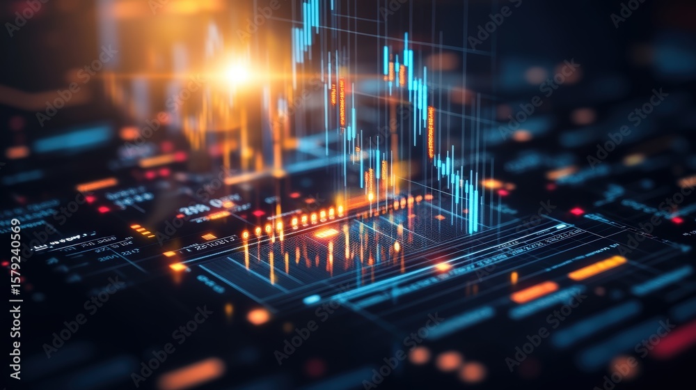 Poster high tech data visualization and digital network illustration with graphs and connecting lines