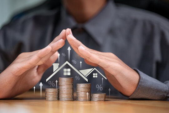 Real Estate Investment Home Interest Rate Coin Stack