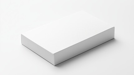 Fototapeta premium Blank white rectangular box mock up with clean edges and smooth surface, ideal for branding and packaging design, showcasing versatility and modern aesthetics for creative projects