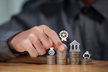 Finance Success Coin Stack Bank Piggybank Award Icon