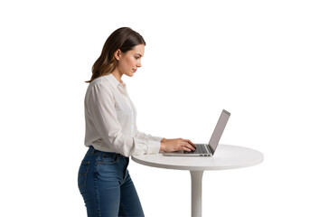 young woman working on laptop