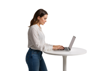 young woman working on laptop