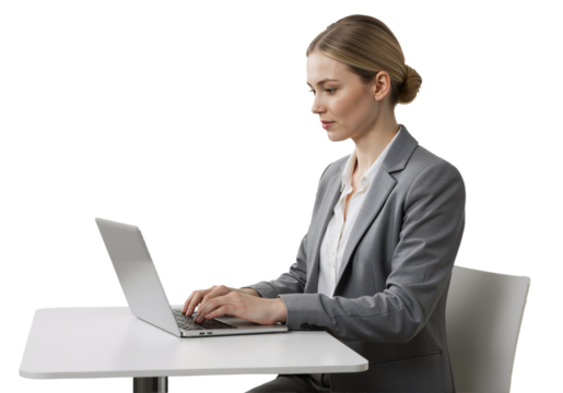 young woman working on laptop - Powered by Adobe