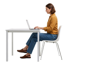 young woman working on laptop computer