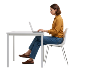 young woman working on laptop computer