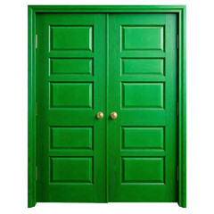 Fototapeta premium Green wooden door isolated on transparent background
