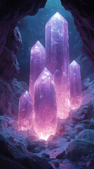 Underground Cave Scene Lit by a Radiant Natural Light Wallpaper