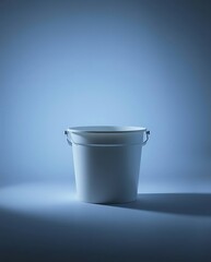 Minimalist White Bucket on Cool Blue Gradient Backdrop, Studio Shot