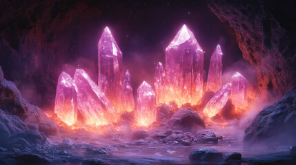 Nature Scene with a Luminous Cave Entrance