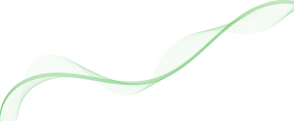 Green smoke wave. Green abstract wave flow isolated on white background as transparent. vector background. Green wave melody lines on white background, green lines vector banner template background 