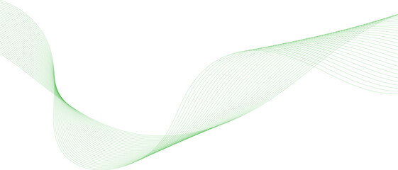 Green smoke wave. Green abstract wave flow isolated on white background as transparent. vector background. Green wave melody lines on white background, green lines vector banner template background 