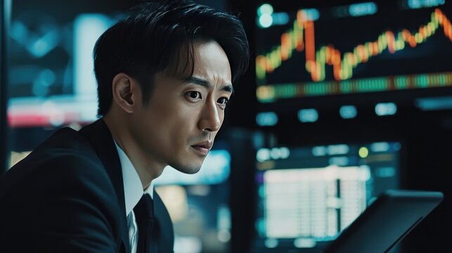 Businessman analyzing financial data