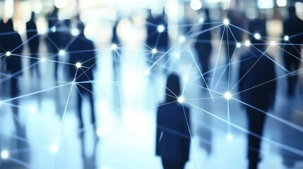 Networked people walking blurred image