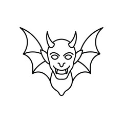Fototapeta premium demon head with dragon wings line art